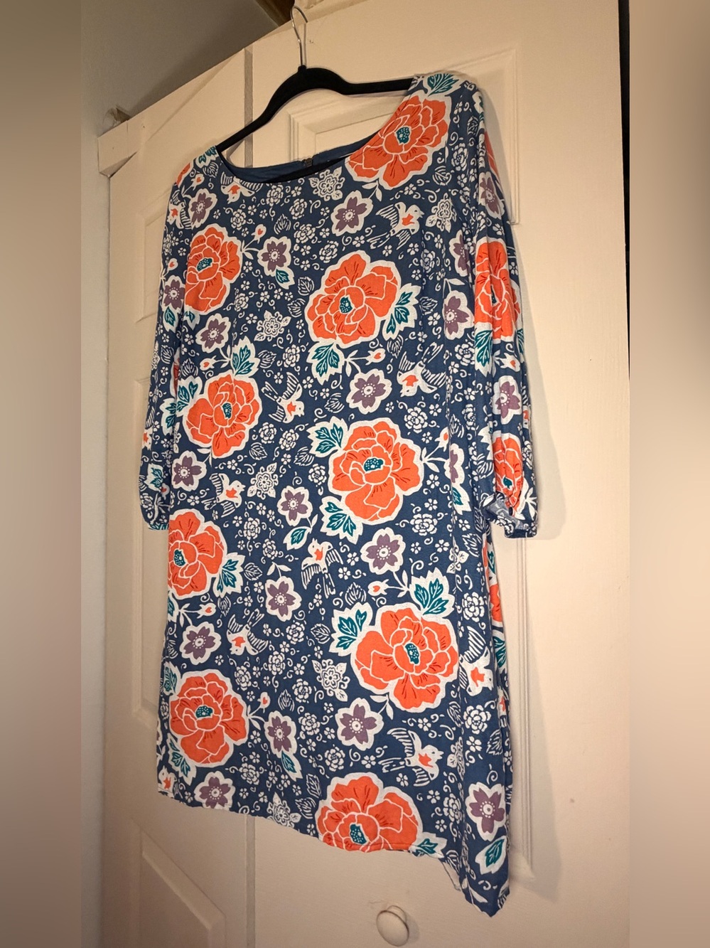 Old Navy Navy Floral Mini Dress with Orange & Teal Accents